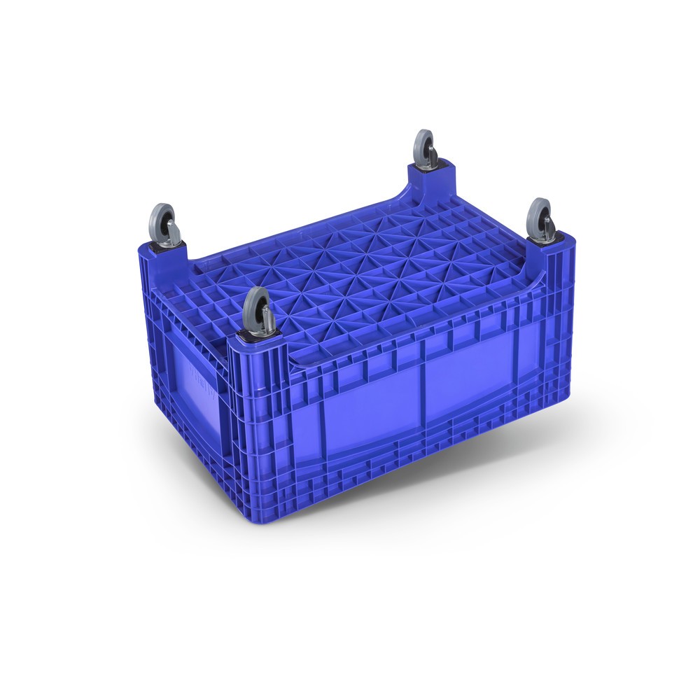 N° de l'image du produit 2 : Conteneur grand format L, HxlxP 800 x 1.200 x 580 mm, 354 litres, 4 roues directrices, bleu