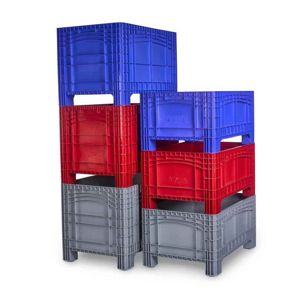 N° de l'image du produit 3 : Conteneur grand format XL, HxlxP 800 x 1.200 x 800 mm, 535 litres, 4 pieds, gris