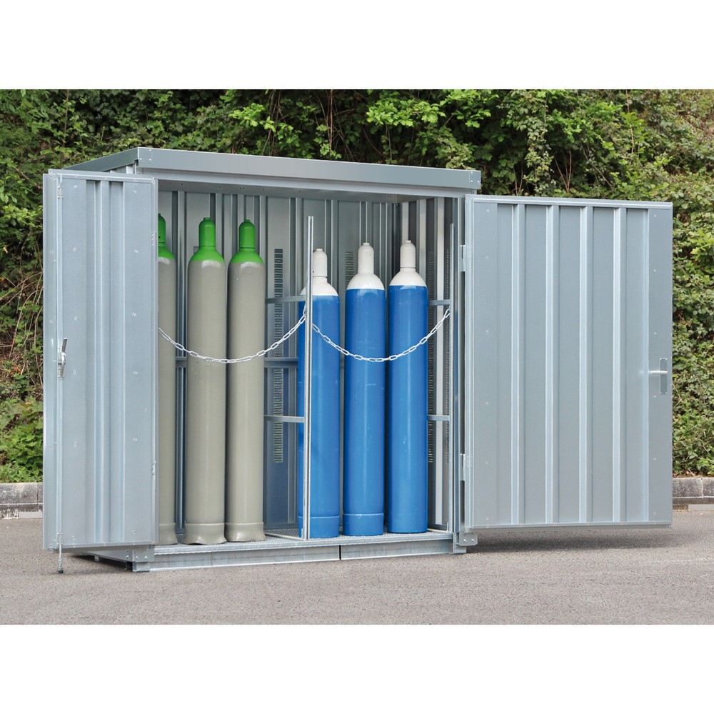 Illustration du produit: Conteneur de stockage pour bouteilles de gaz avec cadre de sol, HxlxP 2 250 x 2 100 x 1 140 mm