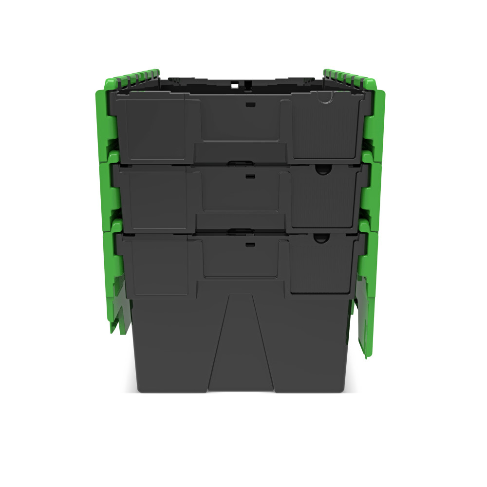 Immagine del prodotto n. 9: Alpha Eurobox in PP rigranulato con tappo incernierato, nero/verde, 56 litri, HxBxT 310 x 600 x 400 mm
