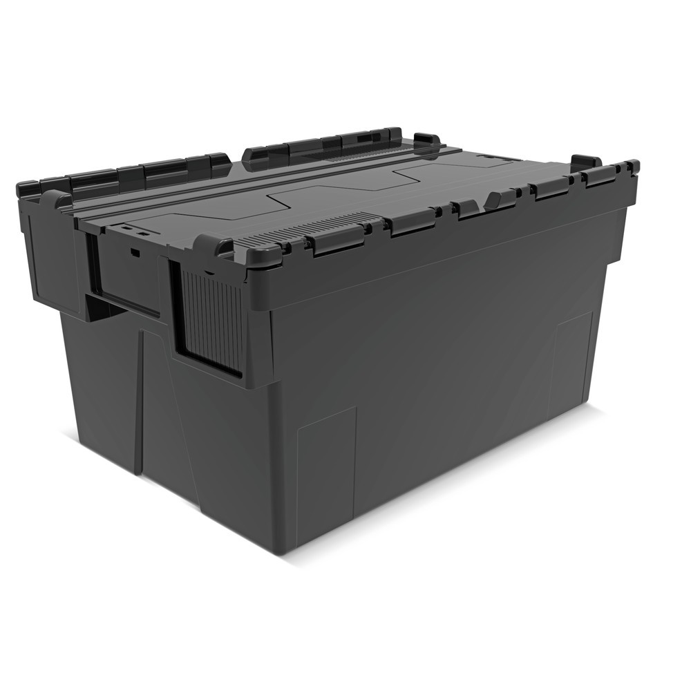 Immagine del prodotto: Alpha Eurobox in PP rigranulato con tappo incernierato, nero, 56 litri, HxBxT 310 x 600 x 400 mm