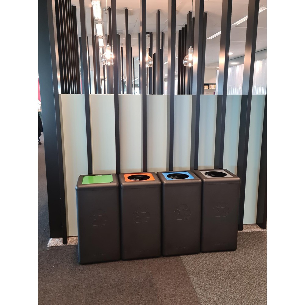 Immagine del prodotto n. 6: Contenitore per rifiuti BRICKBIN con coperchio incernierato, in plastica riciclata, 65 litri, quadrato, nero/verde