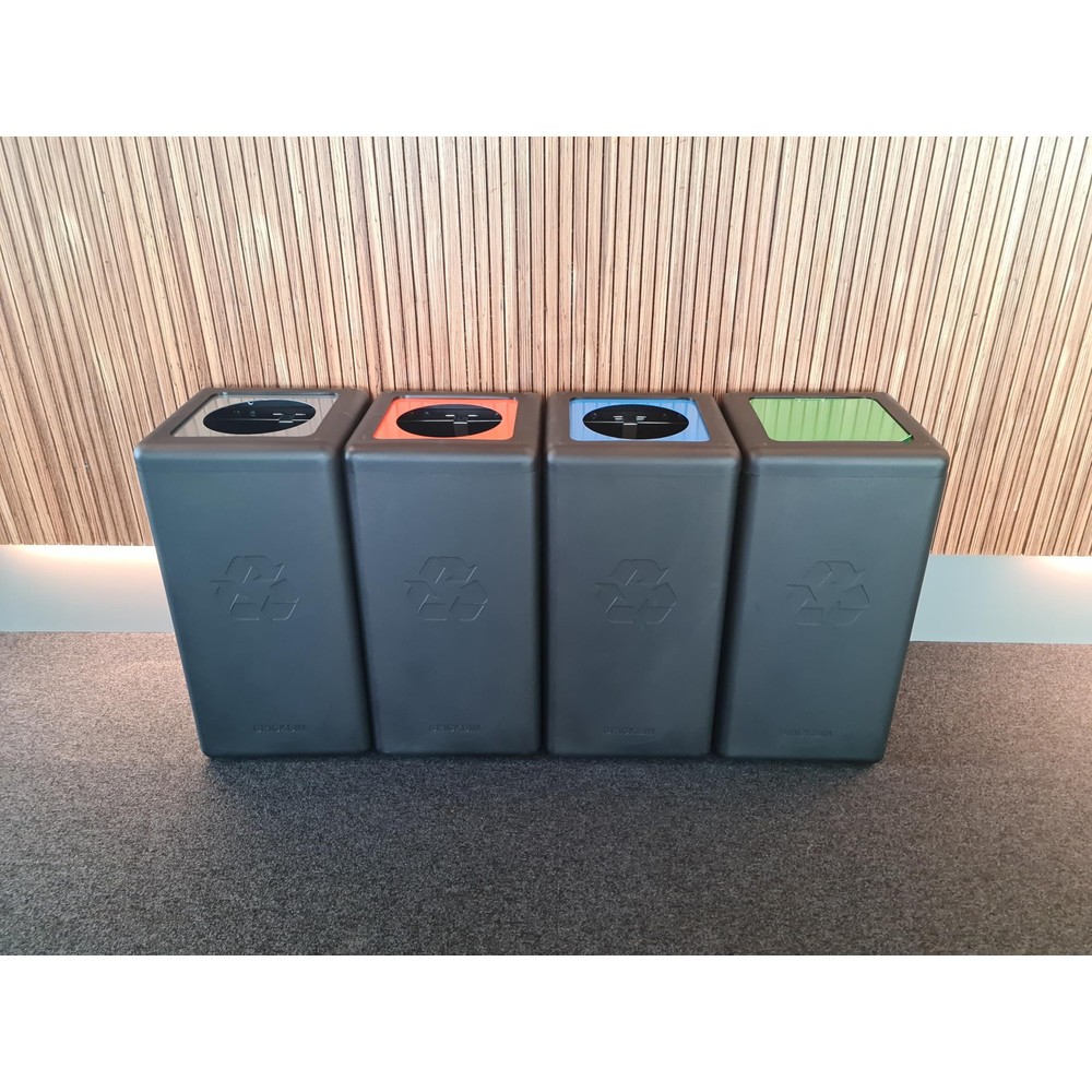 Immagine del prodotto n. 7: Contenitore per rifiuti BRICKBIN con coperchio incernierato, in plastica riciclata, 65 litri, quadrato, nero/verde
