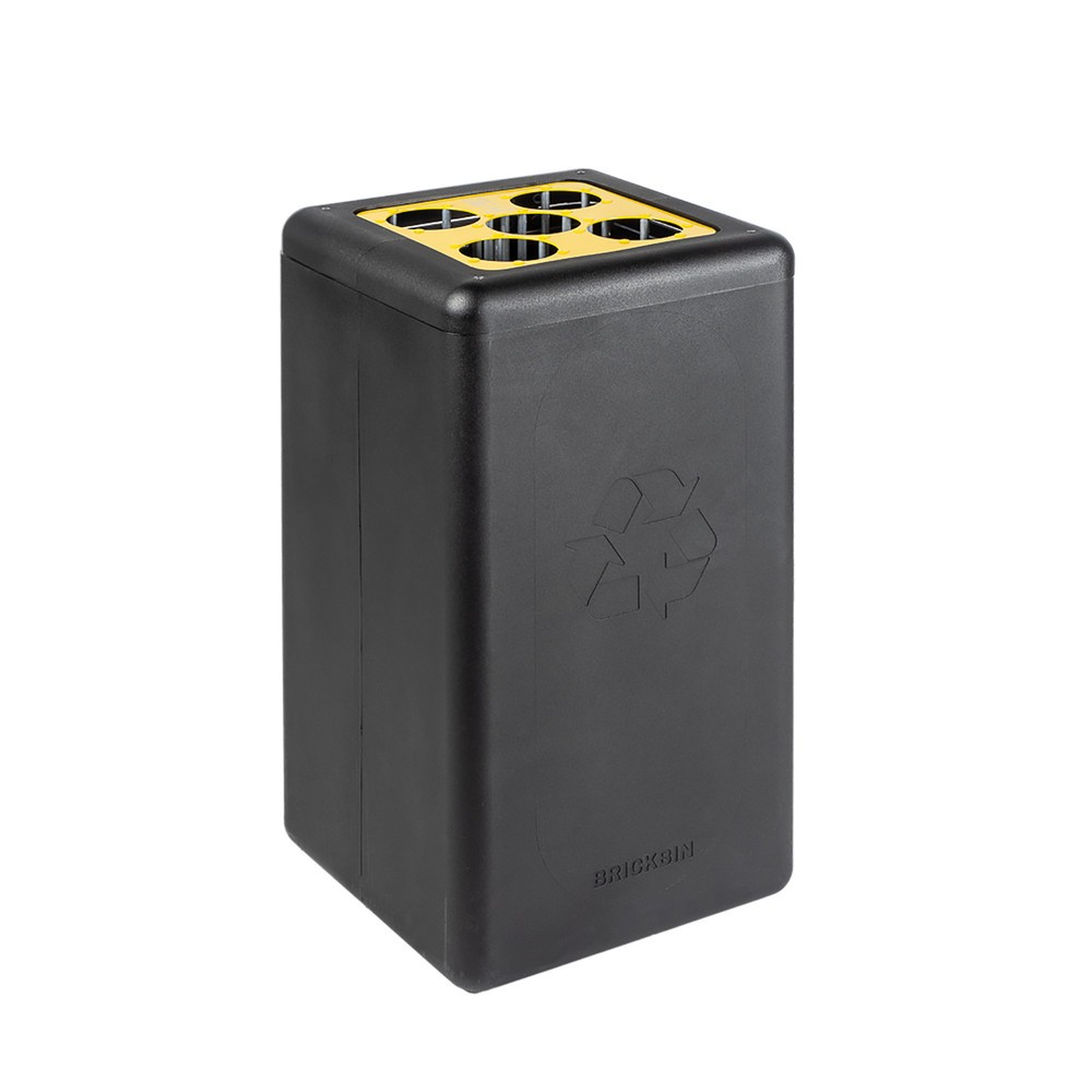 Immagine del prodotto: Contenitore per rifiuti BRICKBIN per bicchieri, in plastica riciclata e fondi di caffè, 65 litri, nero/giallo