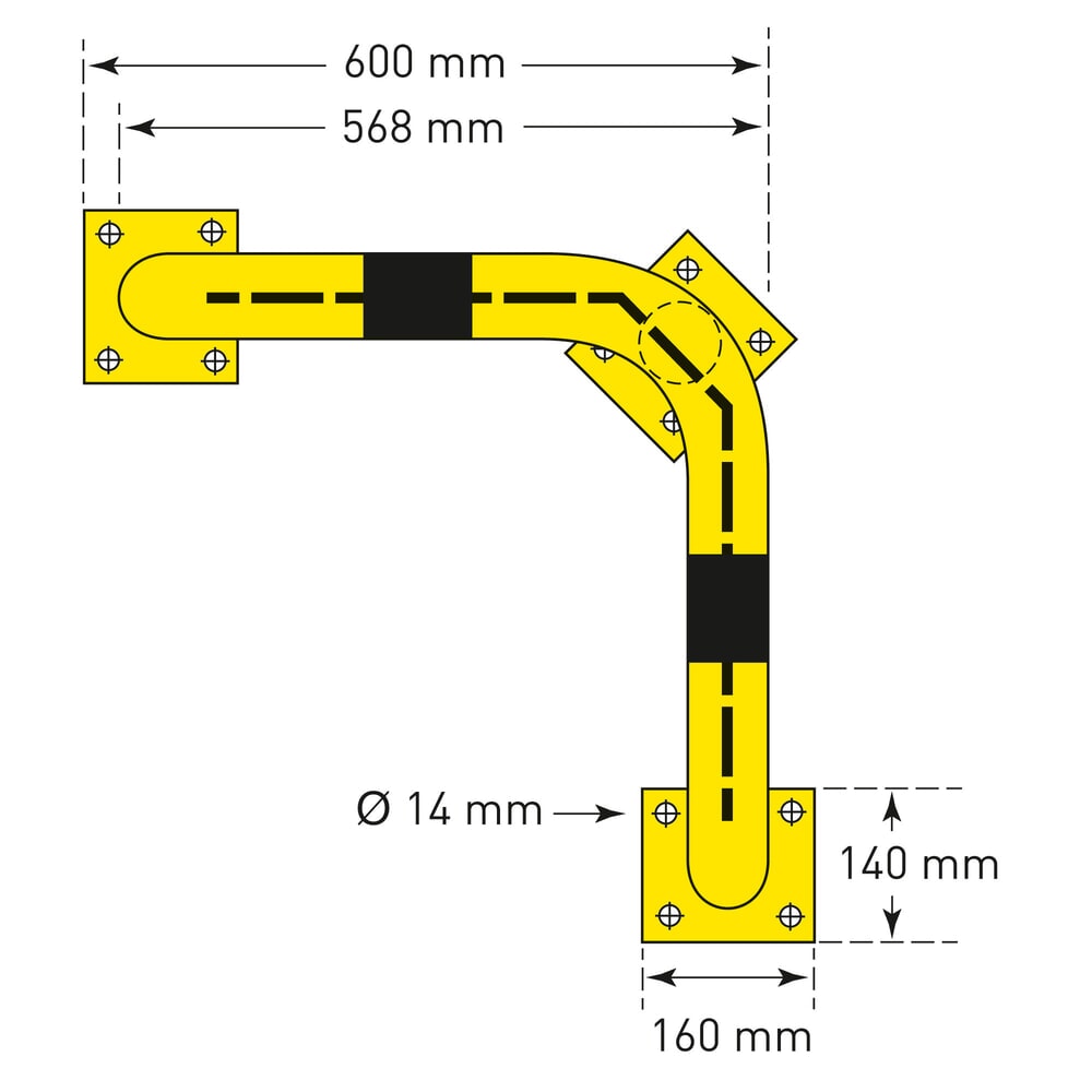 Product image no. 4: Corner hoop guard with underride barrier, indoor use, HxW 600 x 600 mm