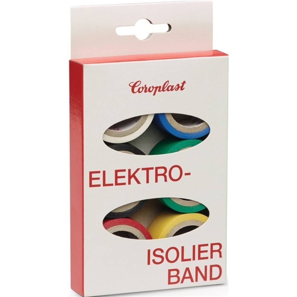 Produktabbildung: COROPLAST Elektroisolierband-Set 302 6-tlg.L.je 3,3m B.19mm Ktr