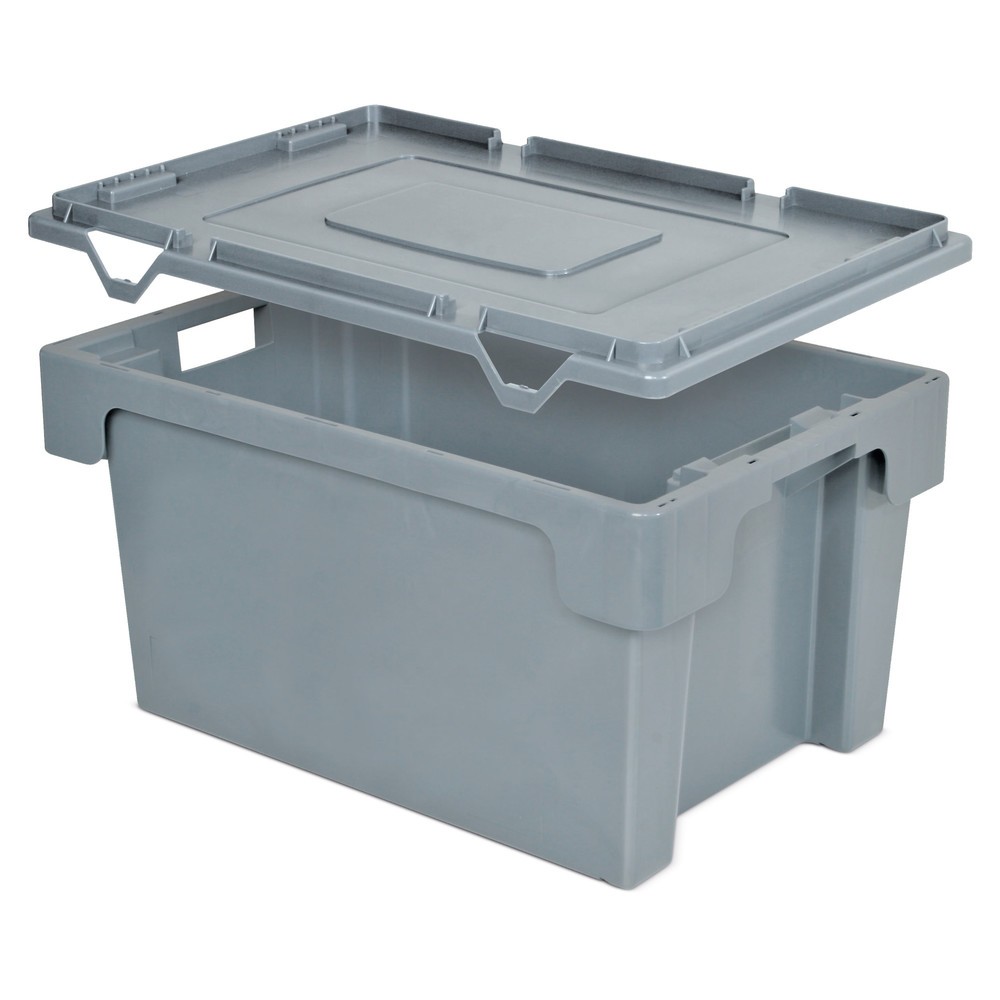 Illustration du produit: Couvercle de protection pour bacs empilables, parois + fond pleins/perforés, blanc