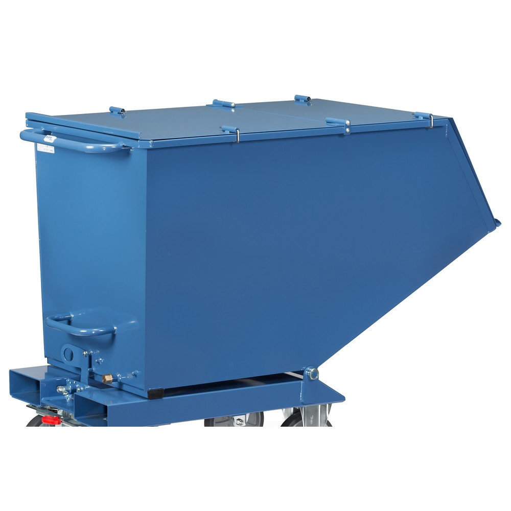 Illustration du produit: Couvercle rabattable pour benne basculante fetra®, avec roulettes, bleu, 0,45 m³