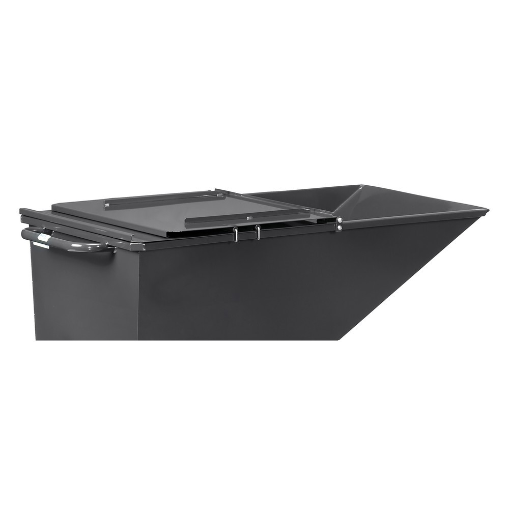 N° de l'image du produit 3 : Couvercle rabattable pour benne basculante fetra®, avec roulettes, gris anthracite, 0,25 m³