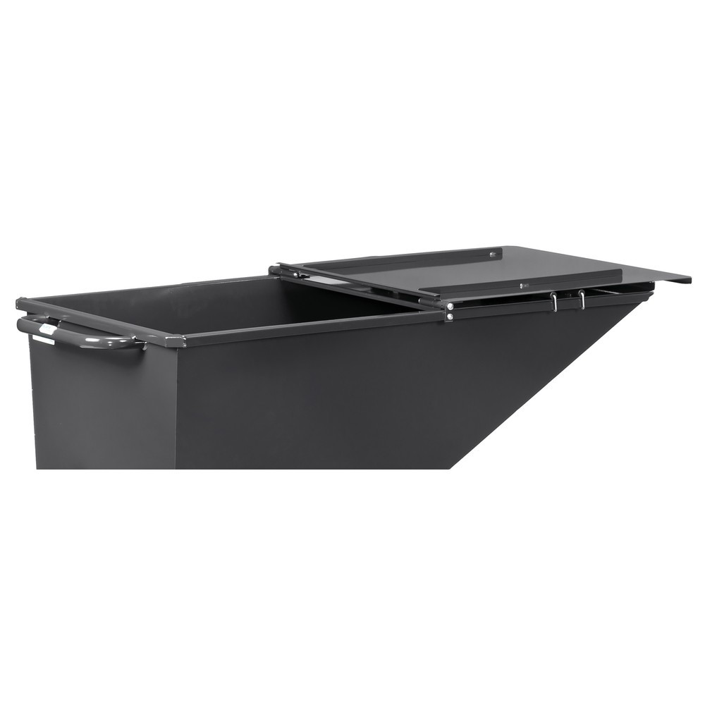 N° de l'image du produit 4 : Couvercle rabattable pour benne basculante fetra®, avec roulettes, gris anthracite, 0,25 m³