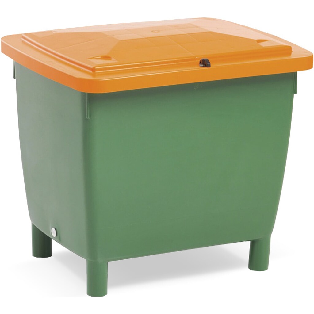 CRAEMER Streugutbehälter, 210 l HD-PE grün/orange, L790xB605xH775 mm, ohne Entnahmerutsche Produktabbildung: CRAEMER Streugutbehälter, 210 l HD-PE grün/orange, L790xB605xH775 mm, ohne Entnahmerutsche