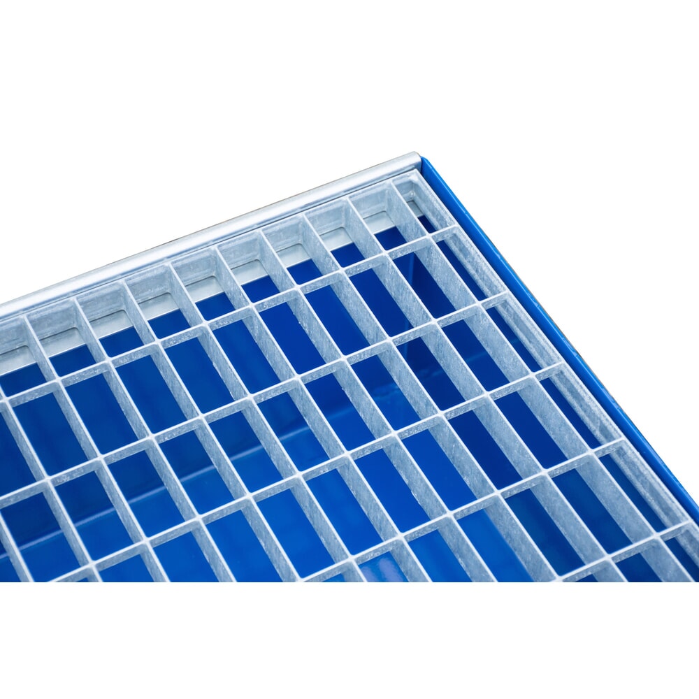 Número de imagen del producto 5: Steinbock® cubeta de retención, 4 x 200 l, H xAxF 410 x 1.200 x 1.200 mm, incl. rejilla galvanizada, azul