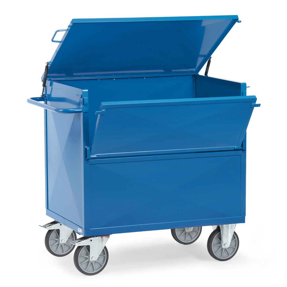 Imagen del producto: Carro con caja fetra® con paredes de chapa de acero, recubrimiento en polvo, superficie de carga 700 x 1.000 mm, con tapa