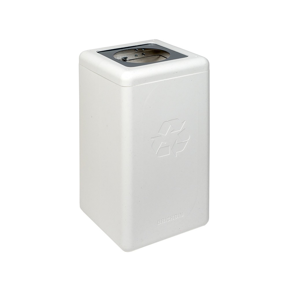 Imagen del producto: Cubo de residuos BRICKBIN para desechos residuales de plástico reciclado, 65 litros, cuadrado, blanco/gris