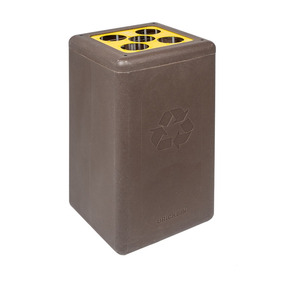 Imagen del producto: Cubo de residuos BRICKBIN para vasos de plástico reciclado y posos de café, 65 litros, marrón/amarillo