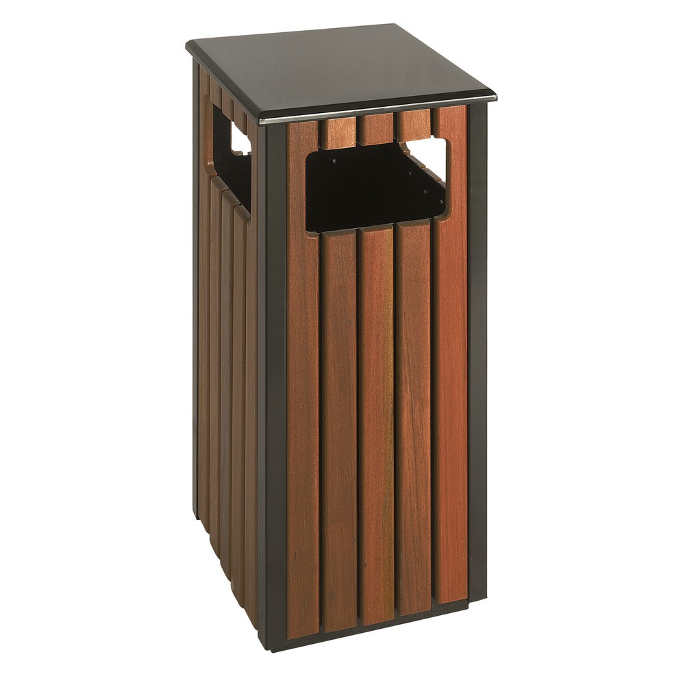 Número de imagen del producto 1: Cubo de residuos con aspecto de madera para uso exterior 36 litros
