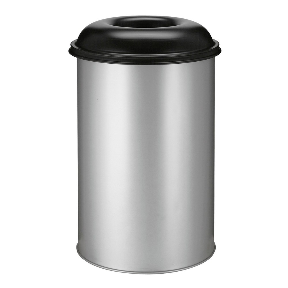 Imagen del producto: Cubo de residuos de seguridad autoextinguible de acero, 200 litros, gris aluminio, negro