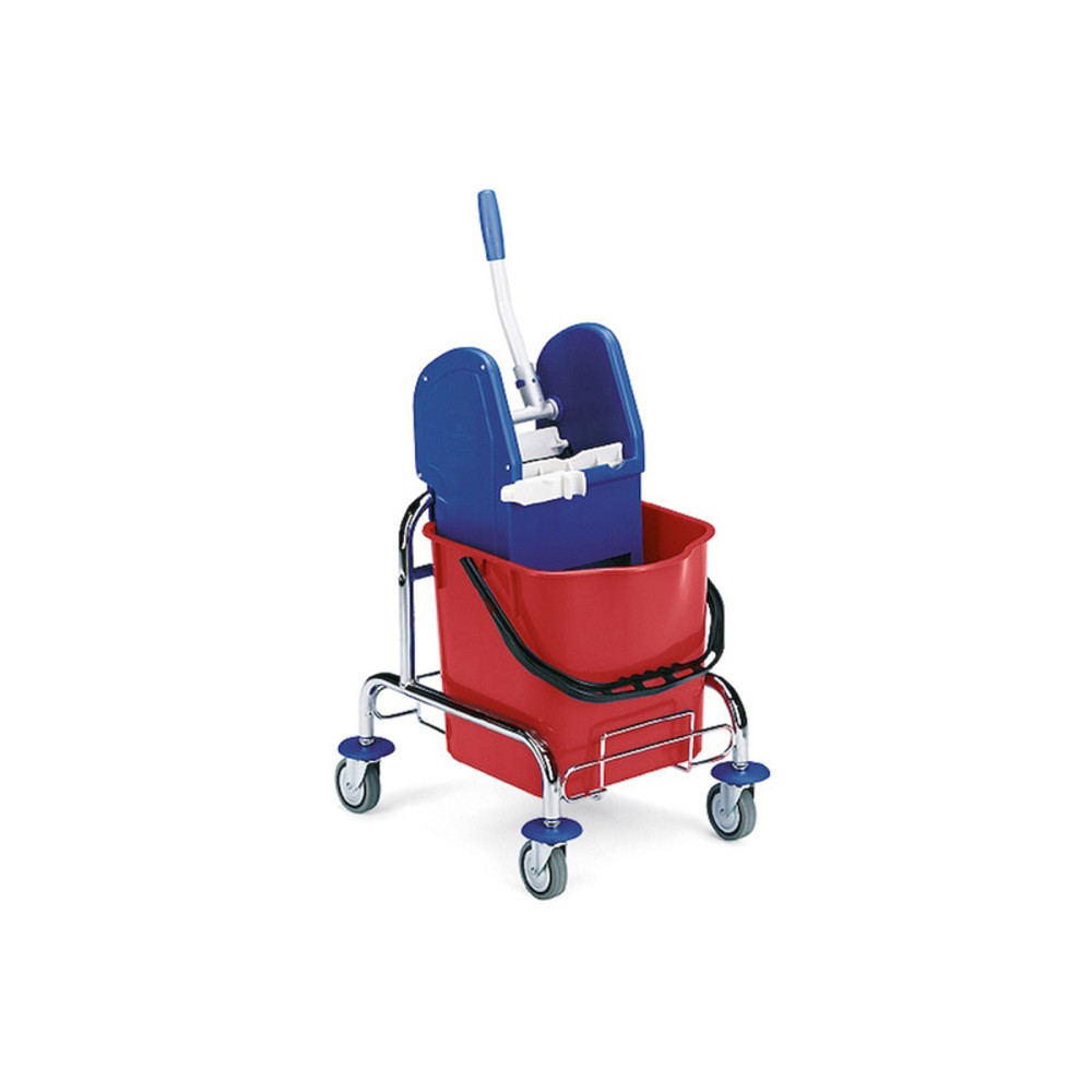 Imagen del producto: Cubo individual cromado I, 1 x 25 litros, prensa para fregona