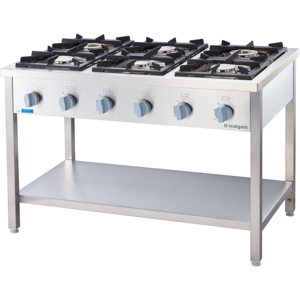 Illustration du produit: Cuisinière à gaz Stalgast série 700 - G20, 6 feux (3,5+2x5+2x7+9), 1200 x 700 x 850 mm (L x P x H)
