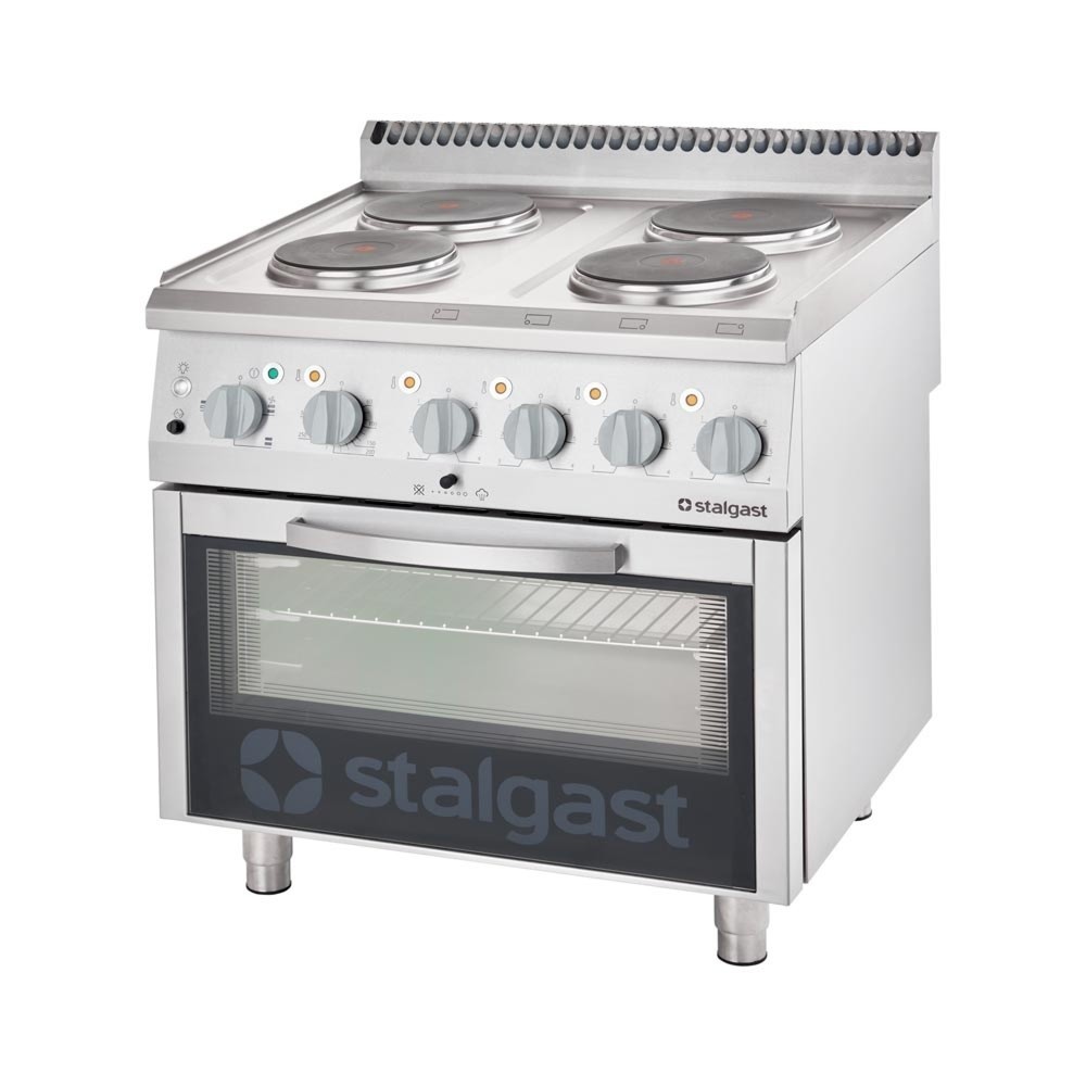 Illustration du produit: Cuisinière électrique Stalgast avec 4 plaques de cuisson et four à convection GN 1/1, Série 700 ND