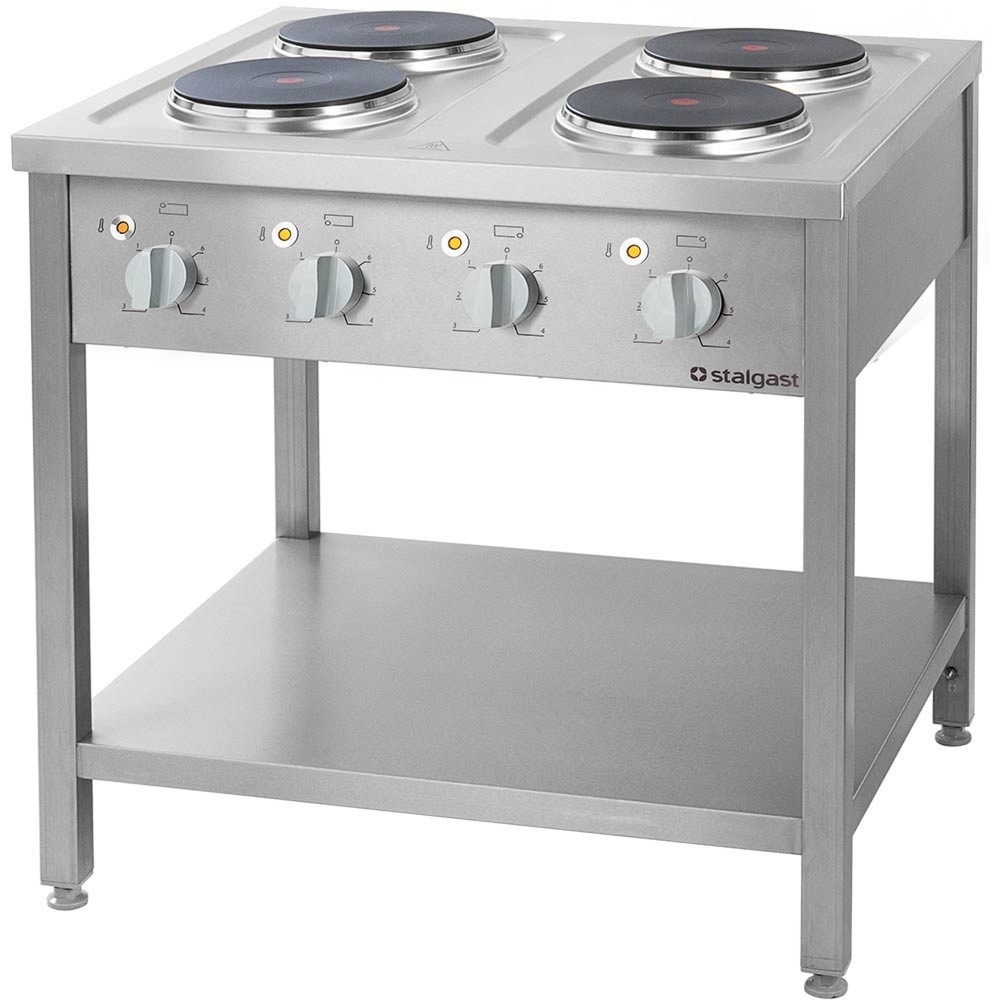 Illustration du produit: Cuisinière électrique Stalgast Série 700 – 4 plaques de 2,6 kW chacune, 800 x 700 x 850 mm (L x P x H)