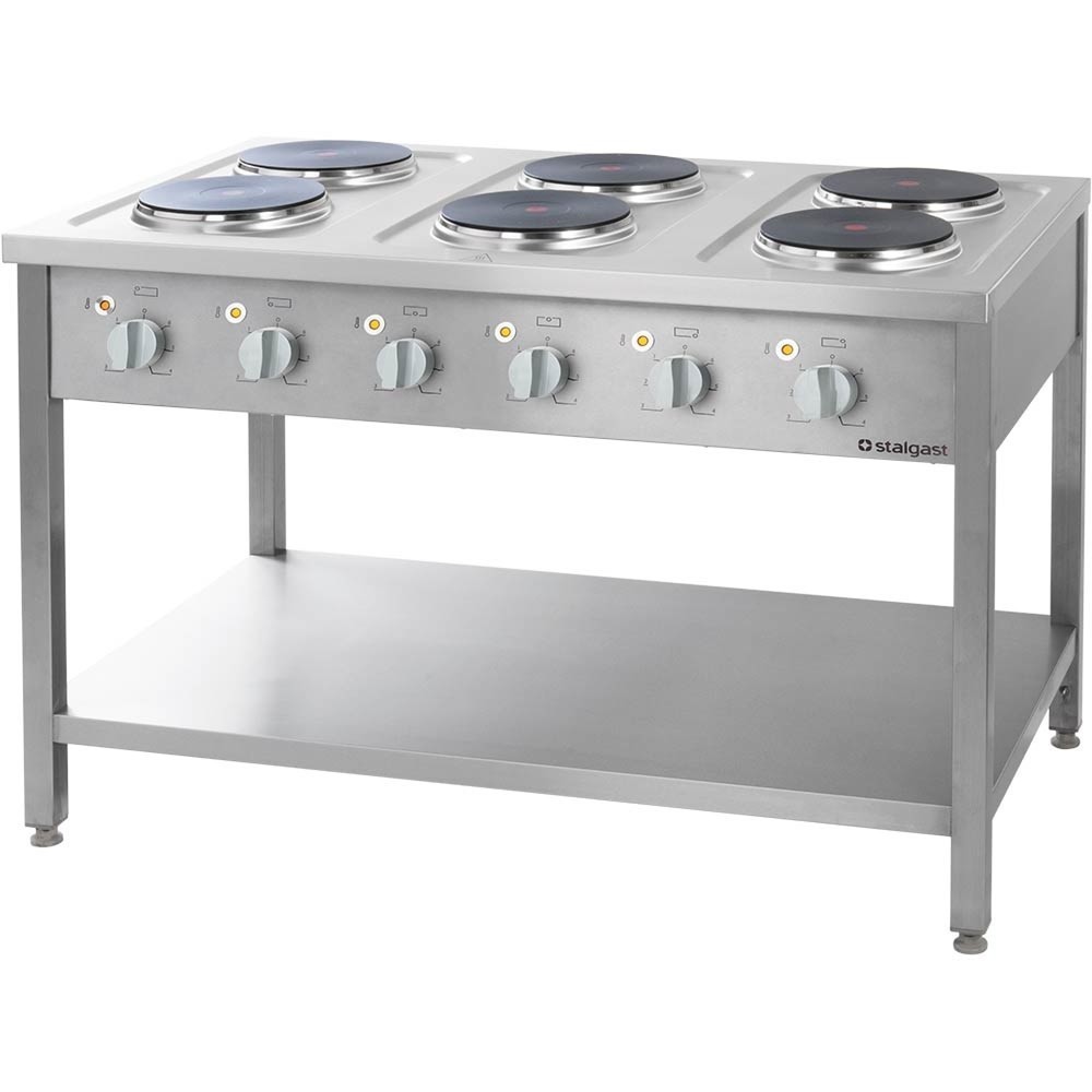 Illustration du produit: Cuisinière électrique Stalgast Série 700 – 6 plaques de 2,6 kW chacune, 1200 x 700 x 850