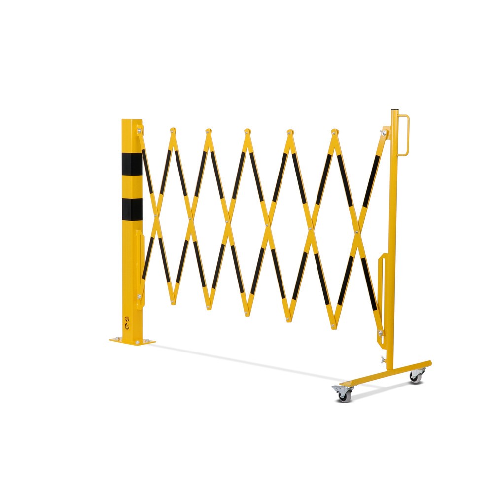 N° de l'image du produit 11 : dancop Barrière extensible, 1 pied à roulette, 1 borne, largeur 3 600 mm, jaune/noir