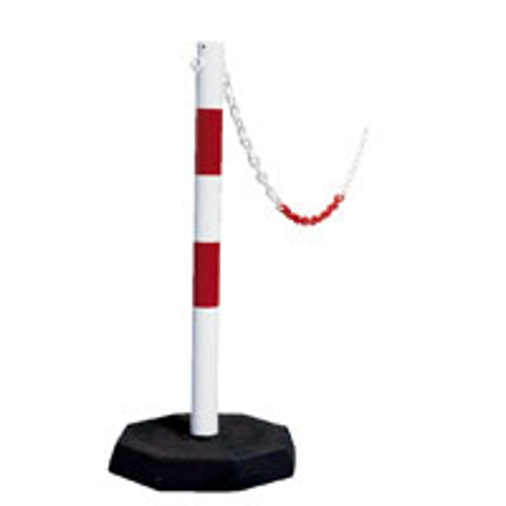 N° de l'image du produit 3 : dancop Jeu de potelets à chaîne KPS, chaîne en plastique de 25 m, rouge/blanc, 6 pcs/UV