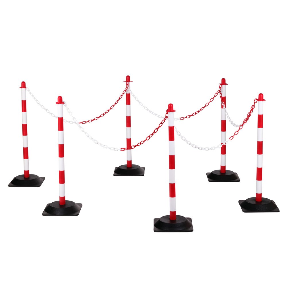 Illustration du produit: dancop Jeu de potelets à chaîne KPS, chaîne en plastique de 10 m, rouge/blanc, 6 pcs/UV