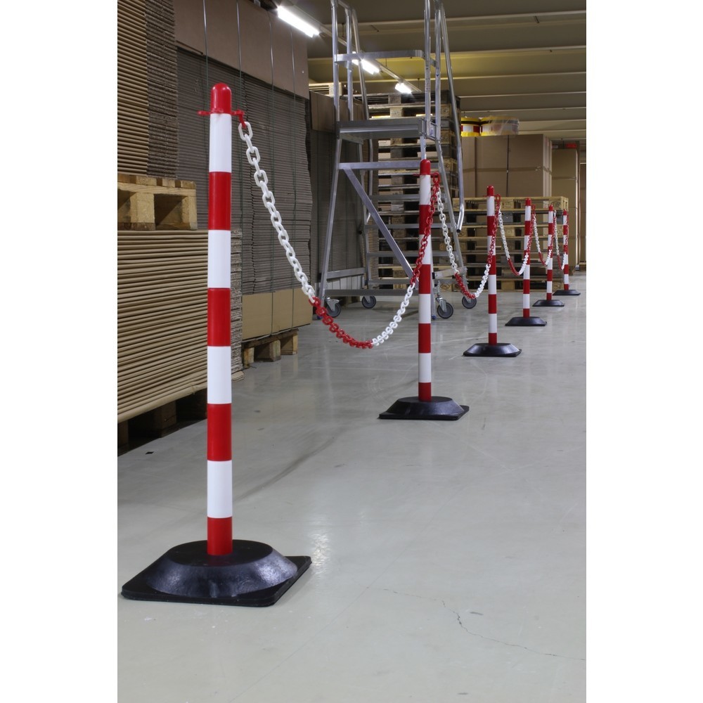 N° de l'image du produit 3 : dancop Jeu de potelets à chaîne KPS, chaîne en plastique de 10 m, rouge/blanc, 6 pcs/UV