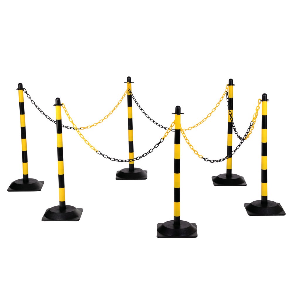 Produktabbildung Nr. 1: dancop Kettenständer-Set LKP, 10 m Kunststoffkette, gelb/schwarz, 6 Stk/VE