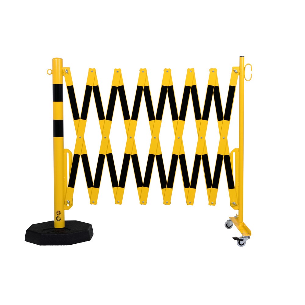 dancop Scherengitter, 1 Rollenfuß, 1 Standpfosten, Breite 4.000 mm, gelb/schwarz Produktabbildung: dancop Scherengitter, 1 Rollenfuß, 1 Standpfosten, Breite 4.000 mm, gelb/schwarz