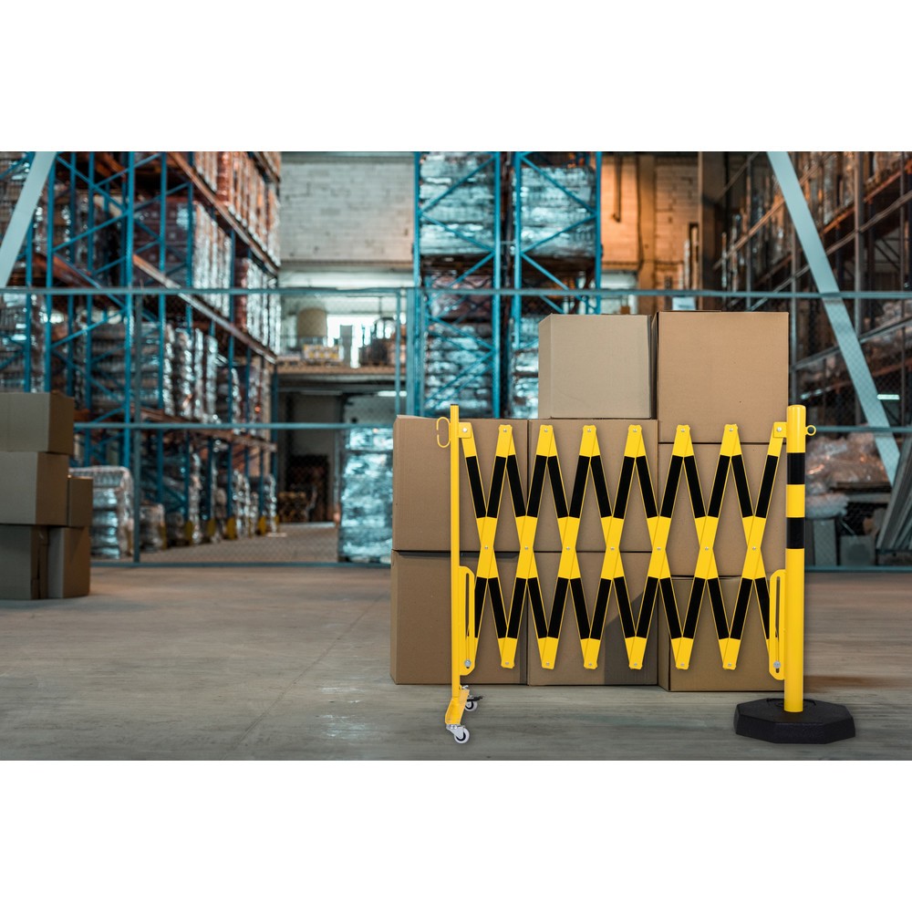 Produktabbildung Nr. 4: dancop Scherengitter, 1 Rollenfuß, 1 Standpfosten, Breite 4.000 mm, gelb/schwarz