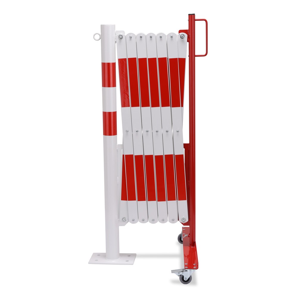 Produktabbildung Nr. 1: dancop Scherengitter mit Sperrpfosten, Ø 60 mm, Breite 4.000 mm, rot/weiß