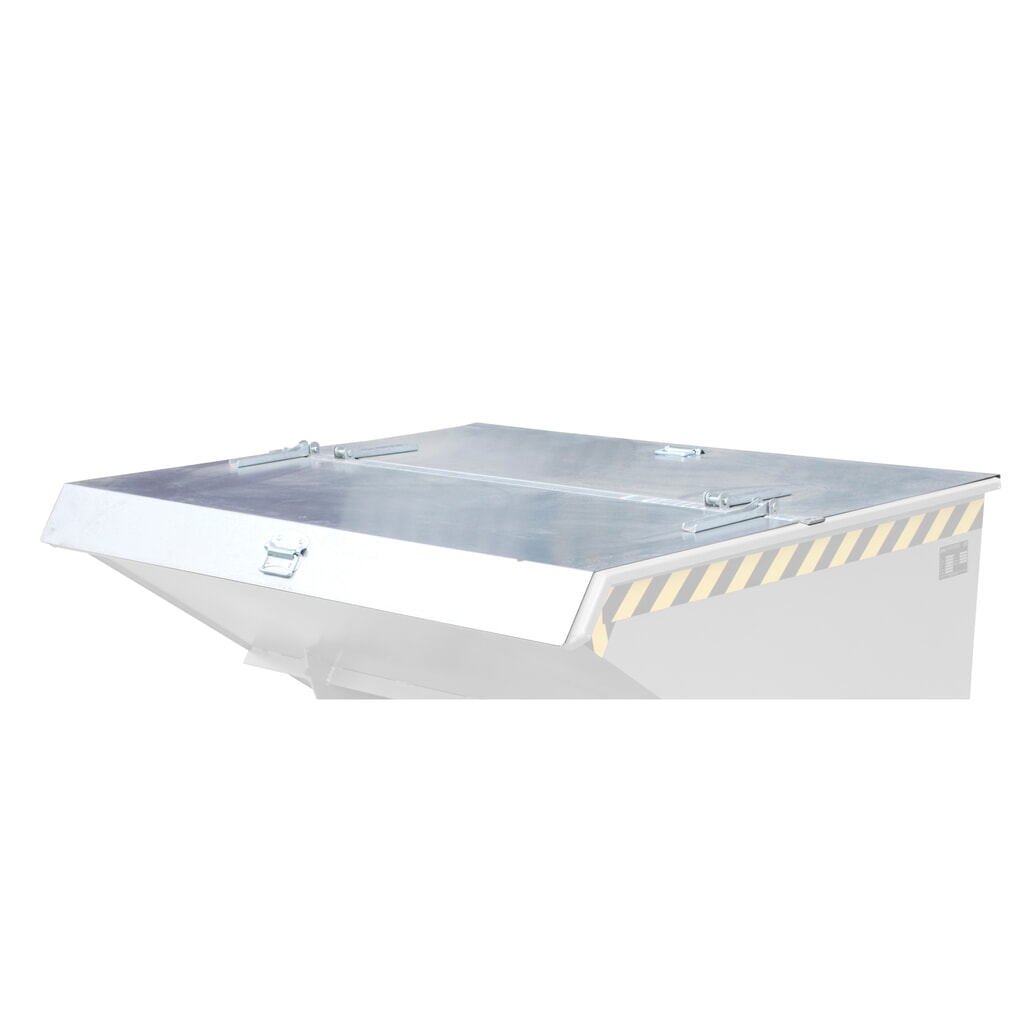 Deckel für Bauer® Kippbehälter mit automatischer Abrollmechanik, Volumen 1,2 m³, verzinkt Produktabbildung: Deckel für Bauer® Kippbehälter mit automatischer Abrollmechanik, Volumen 1,2 m³, verzinkt