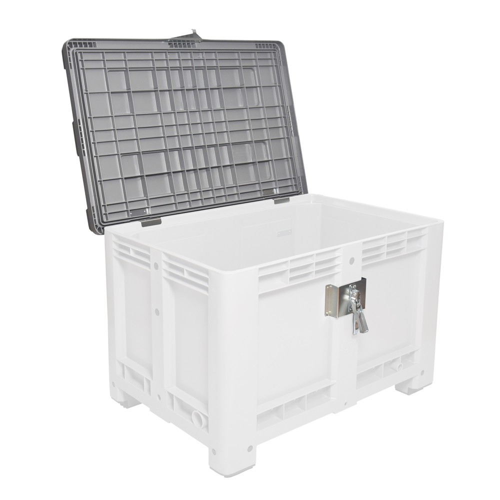Produktabbildung: Deckel für Palettenbox, 1200x800 mm, grau, mit Scharnier, abschließbar