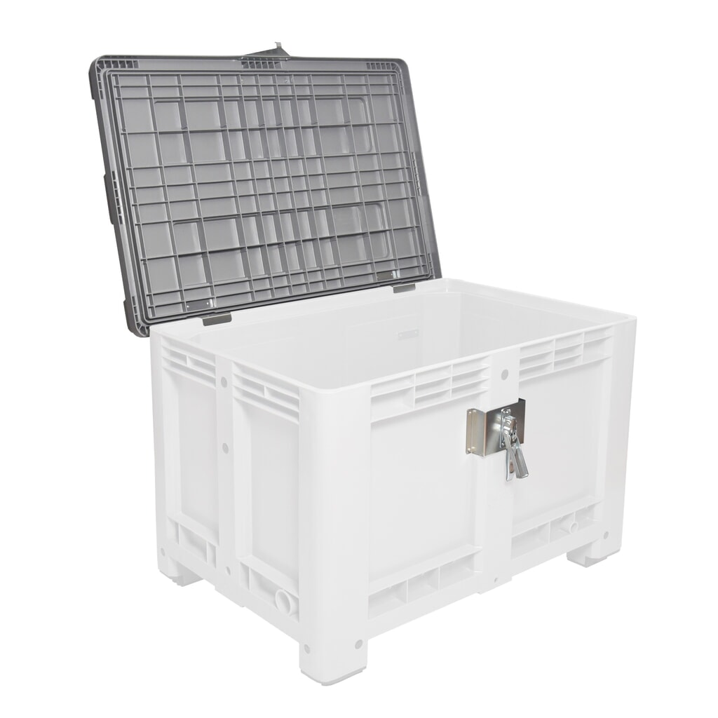Produktabbildung: Deckel für Palettenbox, 1200x1000 mm, grau, mit Scharnier, abschließbar