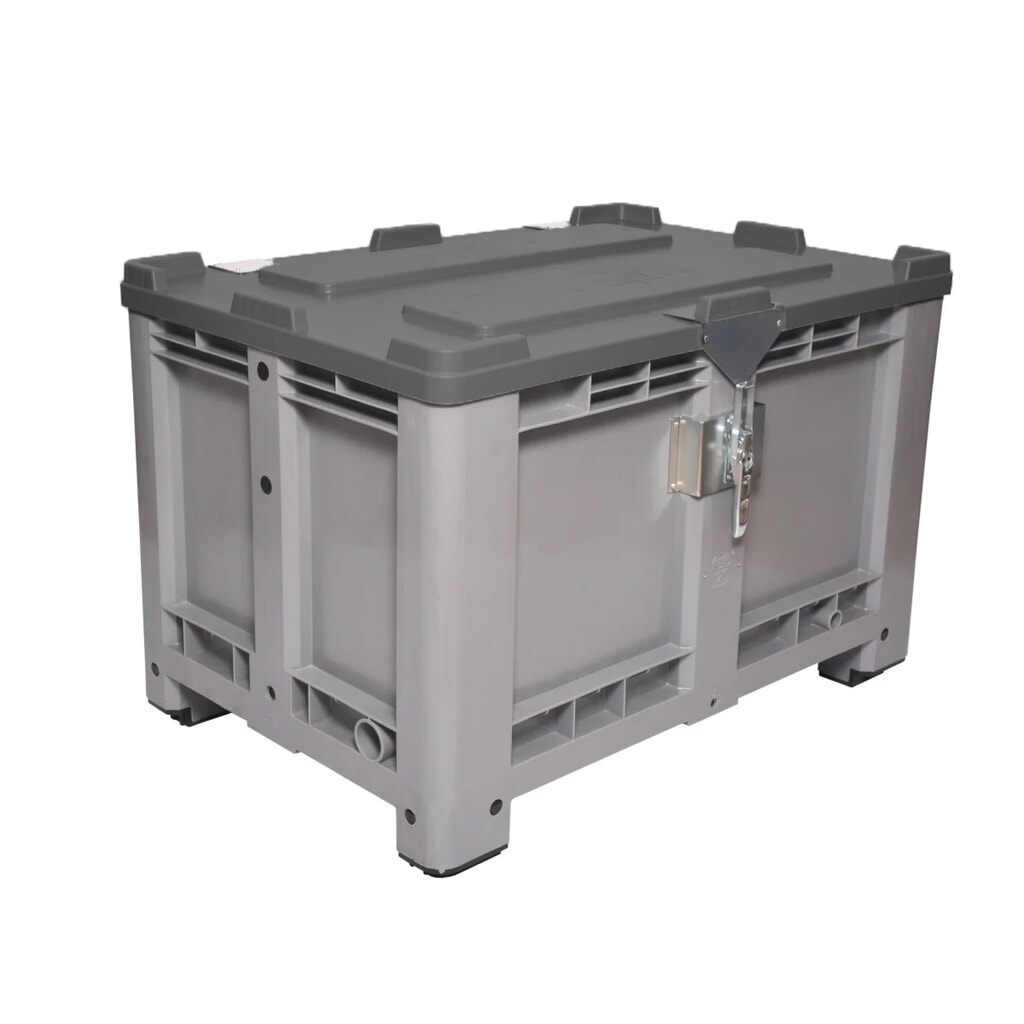 Produktabbildung: Deckel für Palettenbox, 1200x1000 mm, schwarz, mit Scharnier, abschließbar