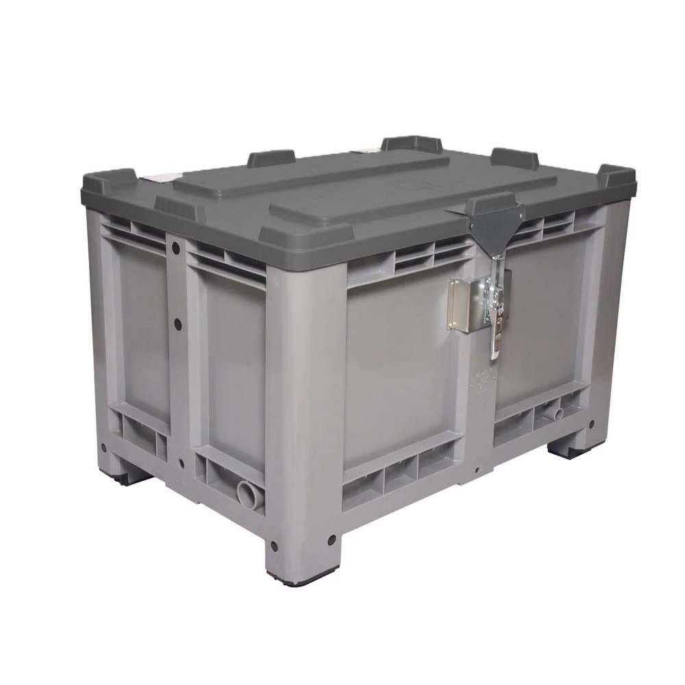 Produktabbildung: Deckel für Palettenbox, 1200x800 mm, schwarz, mit Scharnier, abschließbar