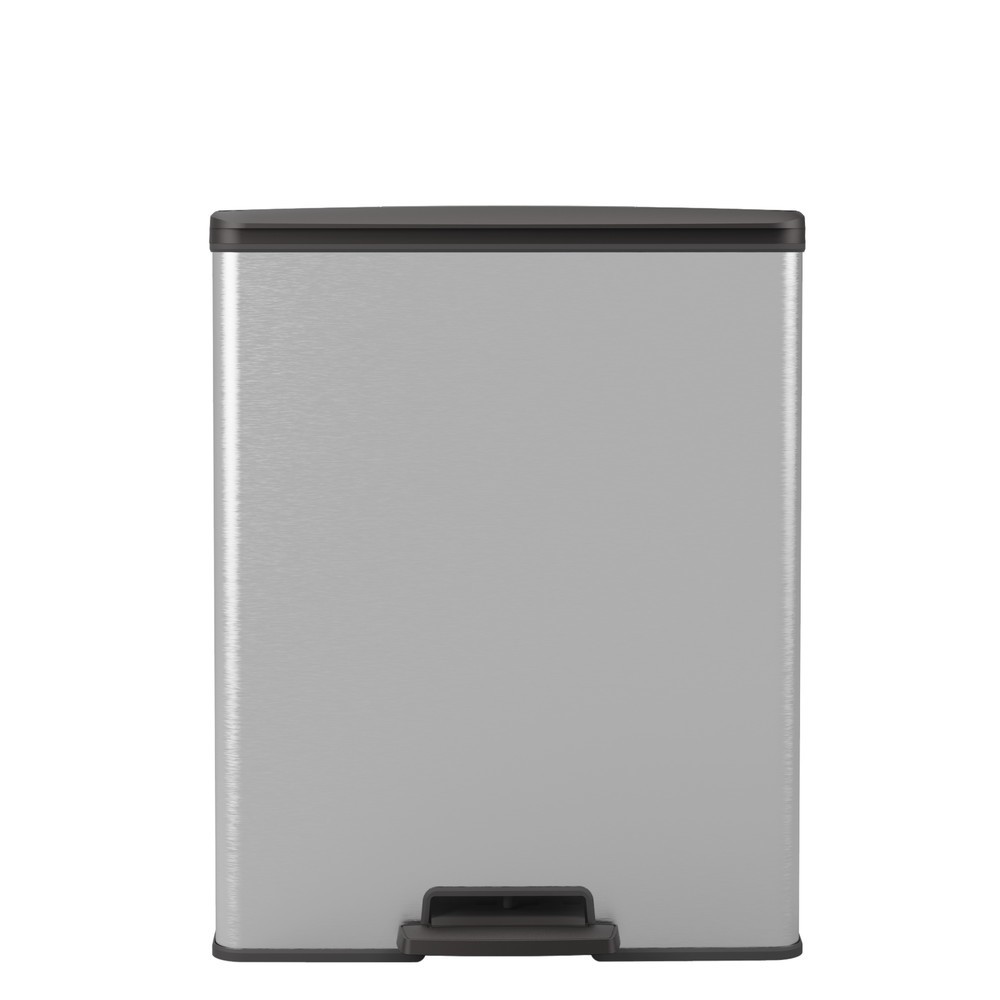 Produktabbildung Nr. 4: DECOBIN Tritt-Abfallbehälter Duo, rechteckig, 2x26 Liter, silber/schwarz