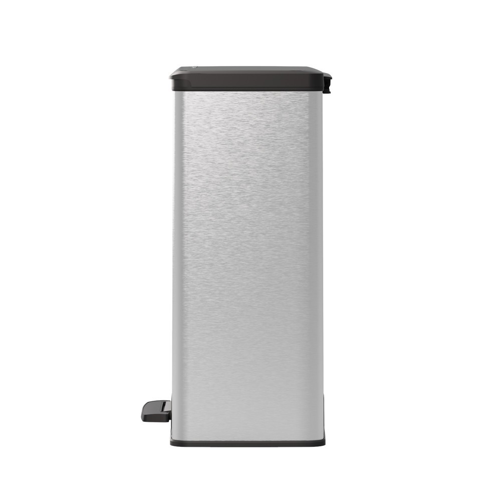 Produktabbildung Nr. 5: DECOBIN Tritt-Abfallbehälter Duo, rechteckig, 2x26 Liter, silber/schwarz