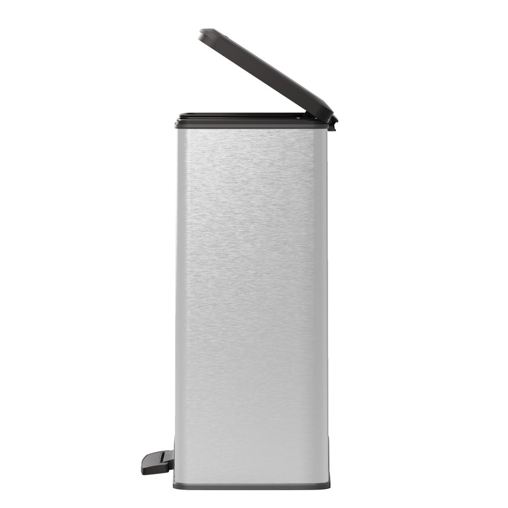 Produktabbildung Nr. 6: DECOBIN Tritt-Abfallbehälter Duo, rechteckig, 2x26 Liter, silber/schwarz