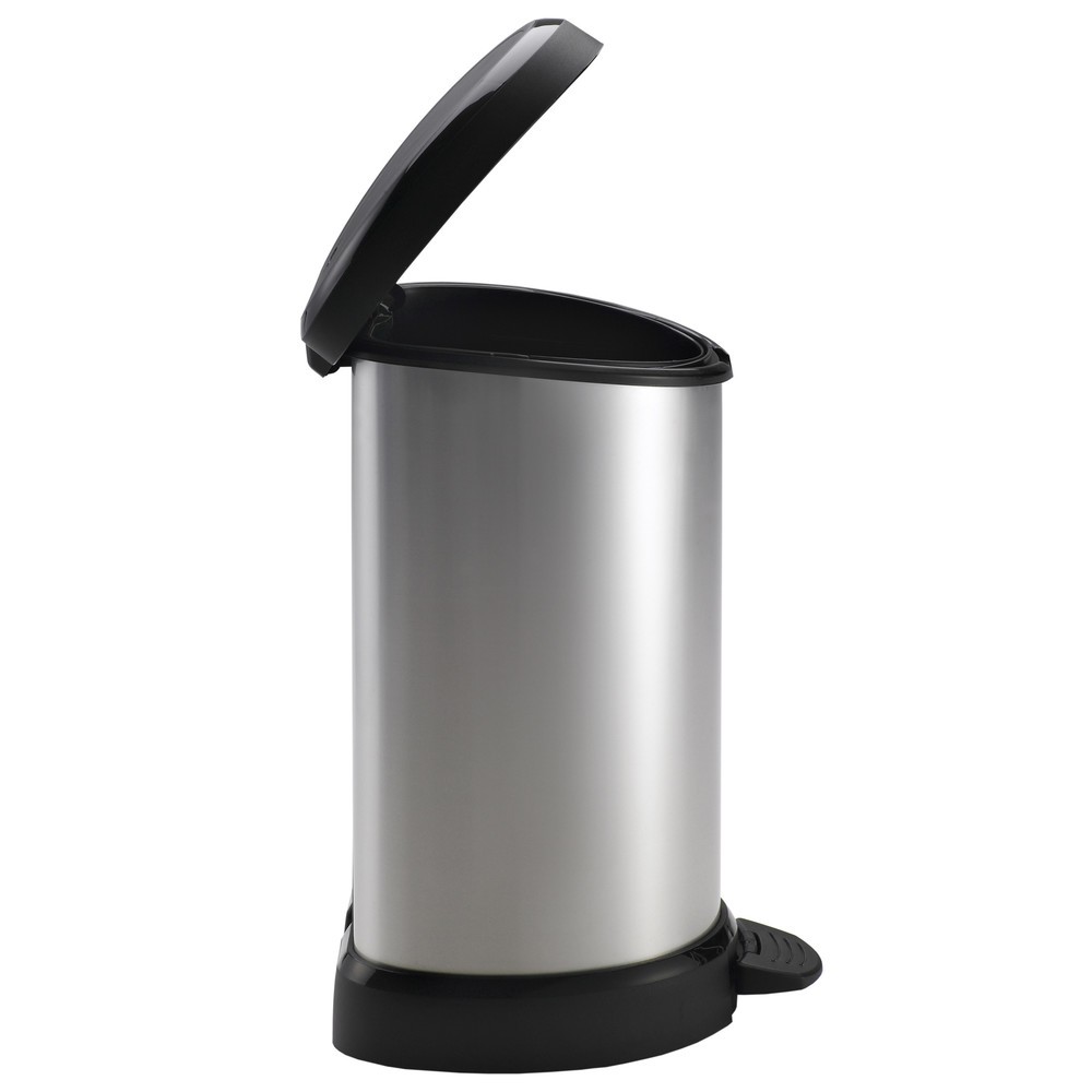 Produktabbildung Nr. 2: DECOBIN Tritt-Abfallbehälter, halbrund, 15 Liter, silber/schwarz