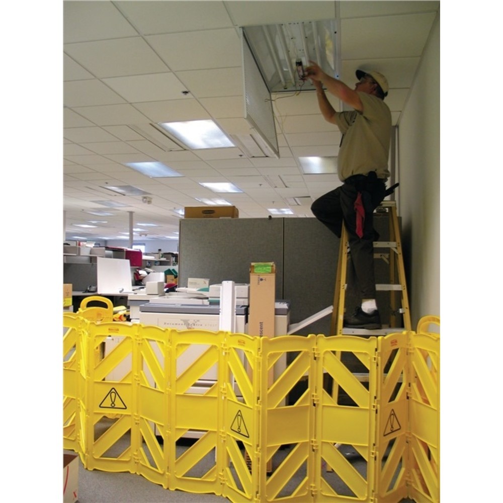 N° de l'image du produit 2 : Barrières de sécurité polyéthylène jaune l.600xH1000 mm mobile, 16 pièces RUBBER