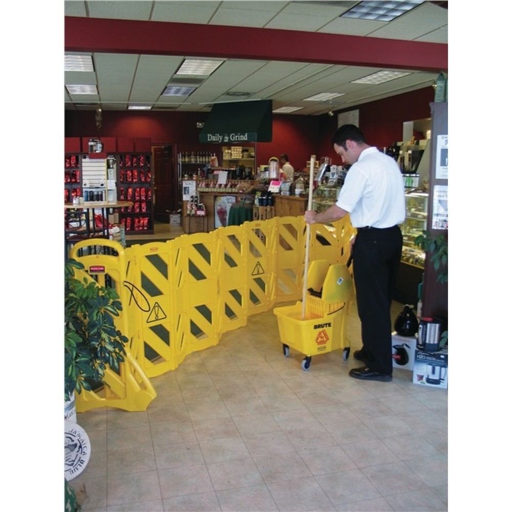 N° de l'image du produit 3 : Barrières de sécurité polyéthylène jaune l.600xH1000 mm mobile, 16 pièces RUBBER