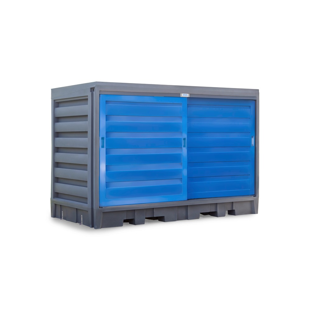 N° de l'image du produit 1 : Dépôt à fûts en PE, HxlxP 2 170 x 3 200 x 1 740 mm, 2x IBC ou 8x 200 l