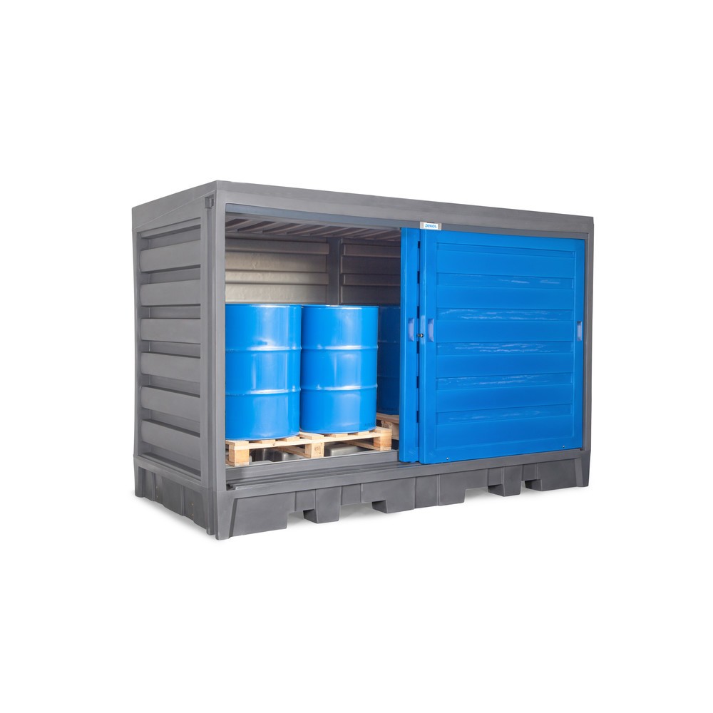 N° de l'image du produit 2 : Dépôt à fûts en PE, HxlxP 2 170 x 3 200 x 1 740 mm, 2x IBC ou 8x 200 l