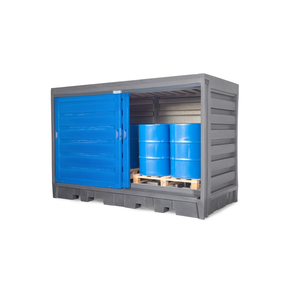 N° de l'image du produit 3 : Dépôt à fûts en PE, HxlxP 2 170 x 3 200 x 1 740 mm, 2x IBC ou 8x 200 l