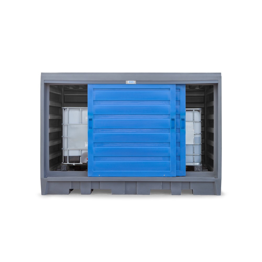 N° de l'image du produit 4 : Dépôt à fûts en PE, HxlxP 2 170 x 3 200 x 1 740 mm, 2x IBC ou 8x 200 l