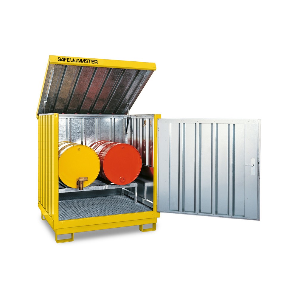 Productafbeelding nr. 1: Depot voor gevaarlijke stoffen, verzinkt en gelakt, 4 x 200 liter, h x b x d 1.610 x 1.420 x 1.490 mm, signaalgeel